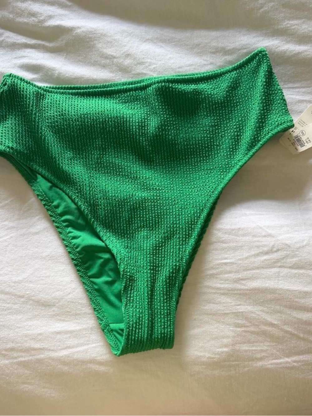 Aerie Green Textured High-Cut Bikini Bottom - Women Swim